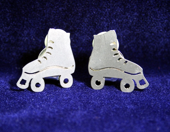 Old School Stainless Steel Roller Skate Clip-On Earrings