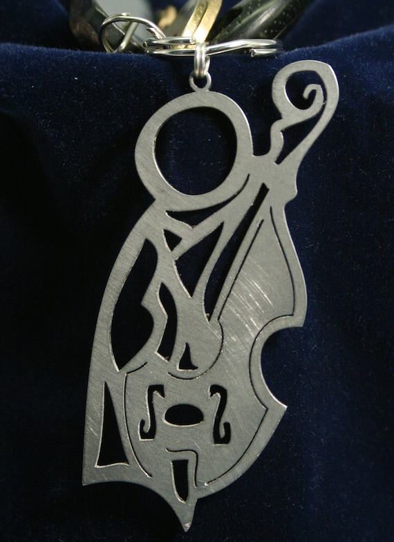 Cello Player or Upright Bass Stick Figure Keychain charm for the musician, band or orchestra member