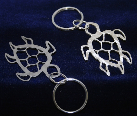 Stainless Steel Sea Turtle cutout Keychain Charm