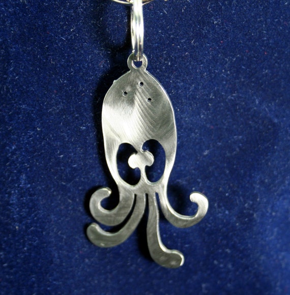 14 Gauge Little Squid Tide Pool Sea Creature Heavy Duty Stainless Steel Keychain Charm