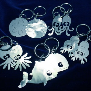 18 gauge Little Octopus Tide Pool Sea Creature light weight Stainless Steel Keychain Charm image 4