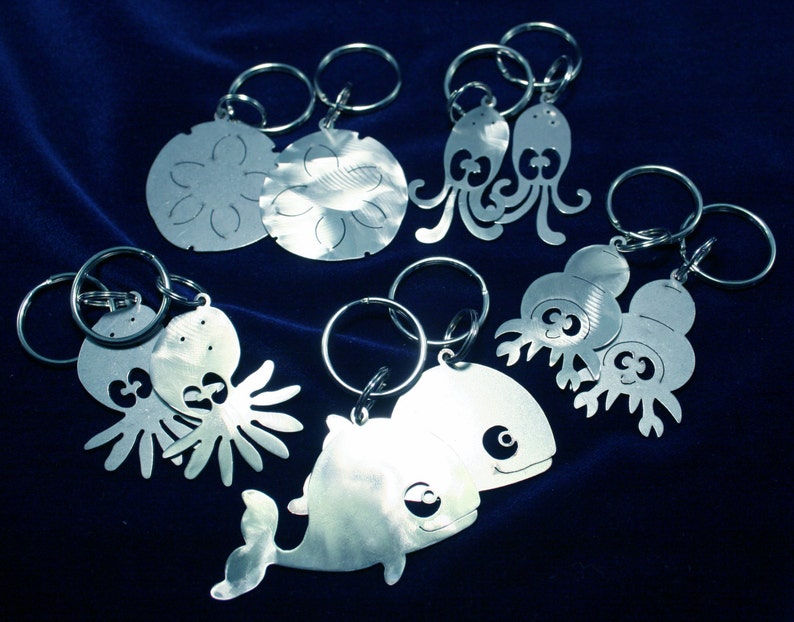 18 gauge Little Octopus Tide Pool Sea Creature light weight Stainless Steel Keychain Charm image 4