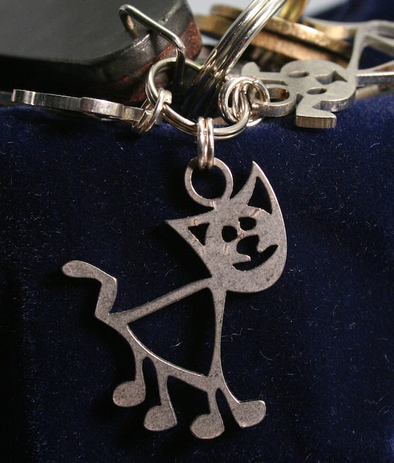 Fat Cat stick figure kitty cat Key Chain Charm ornament for the cat lover in you or friends