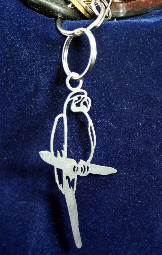 Stainless Steel Parrot Cutout Keychain Charm Ornament