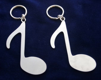 Large Stainless Steel Musical Note Keychain