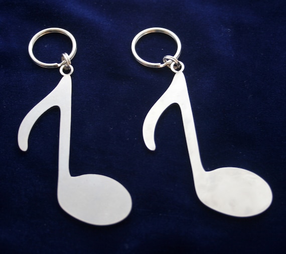 Large Stainless Steel Musical Note Keychain