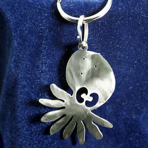 18 gauge Little Octopus Tide Pool Sea Creature light weight Stainless Steel Keychain Charm image 1