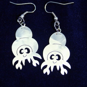 Little Hermit Crab Stainless Steel dangly Sea Creature Earrings
