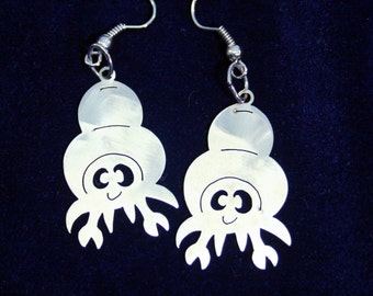 Little Hermit Crab Stainless Steel dangly Sea Creature Earrings