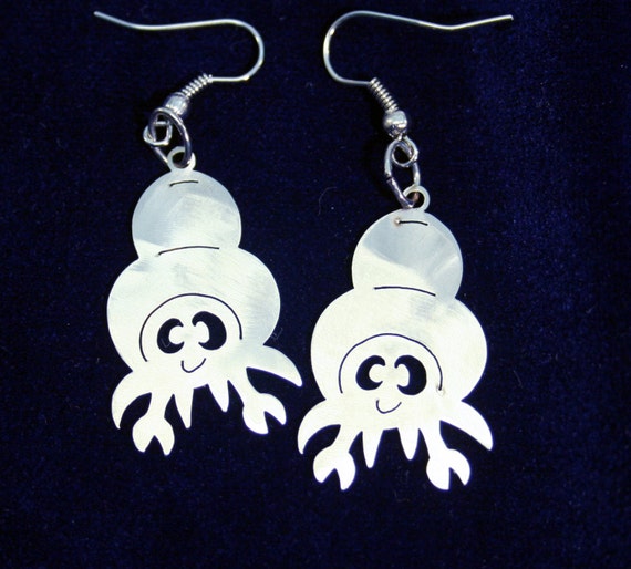 Little Hermit Crab Stainless Steel dangly Sea Creature Earrings