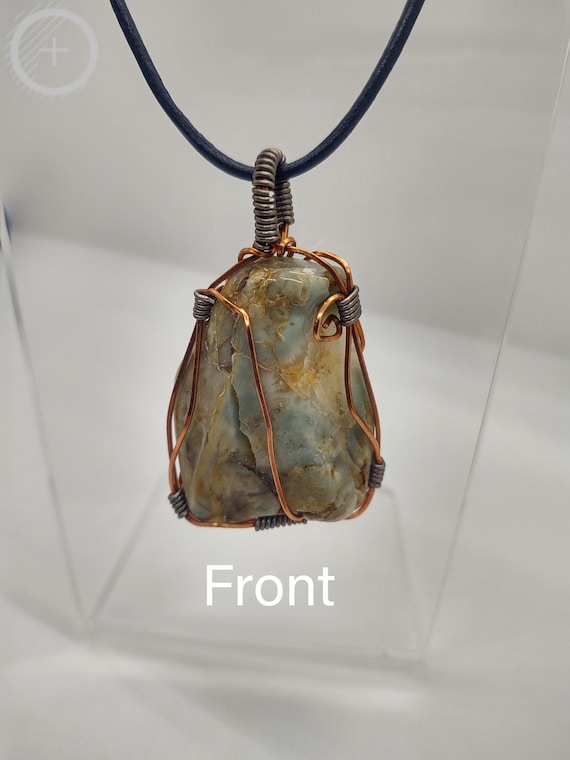 Wire Wrapped Green Jasper Stone