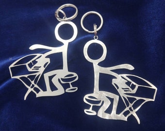 Stick Figure Keyboard musician player Key chain Charm or Ornament for band or orchestra member