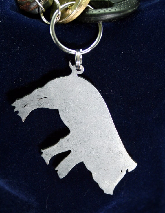 Stainless Steel Pig Silhouette Keychain Charm Ornament