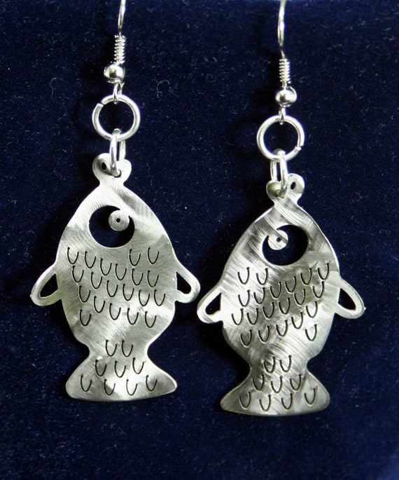 Little Fish on a Hook Stainless Steel dangly Earrings