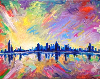 Brilliant Dawn, Colorful City Art Giclée Art Prints Landscape Art Paintings Giclée Print