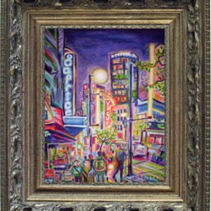 Limited Edition Giclee Canvas Print 8x10 Granville At The Warehouse Colorful City Night Art image 2