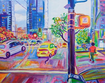 Limited Edition Giclee Canvas Print 8x10 - Wall Centre From Nelson And Burrard - Colorful City Buildings art