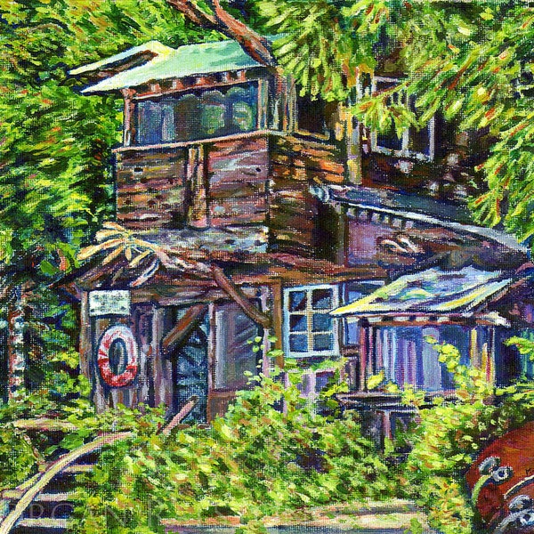 Giclee Leinwand Druck - Bootshaus, Denman Island - 8 "x 10" - signiert Küsten Art Limited Edition