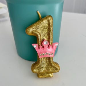 Princess Birthday Candle, Crown Party Decor, Sparkly Number Cake Topper
