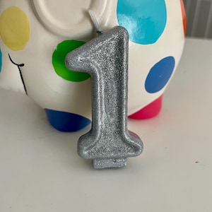 Glitter Birthday Candle, Sparkly Number Cake Topper, Keepsake Candle