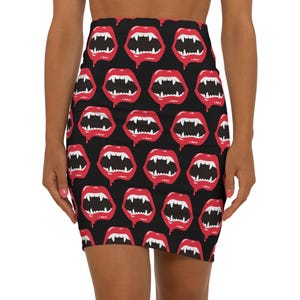Vampy Vibes Pencil Skirt - Spooktacular Style for Halloween, Retro Vintage Style Skirt, Back to School, Fall Clothing