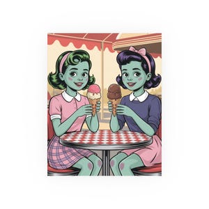 ポスター、アイスクリームを食べる不気味なゾンビの女の子、ホラーアートプリント、ゴシックルームの装飾、サテンマットプリント、アーカイブ品質のポスター