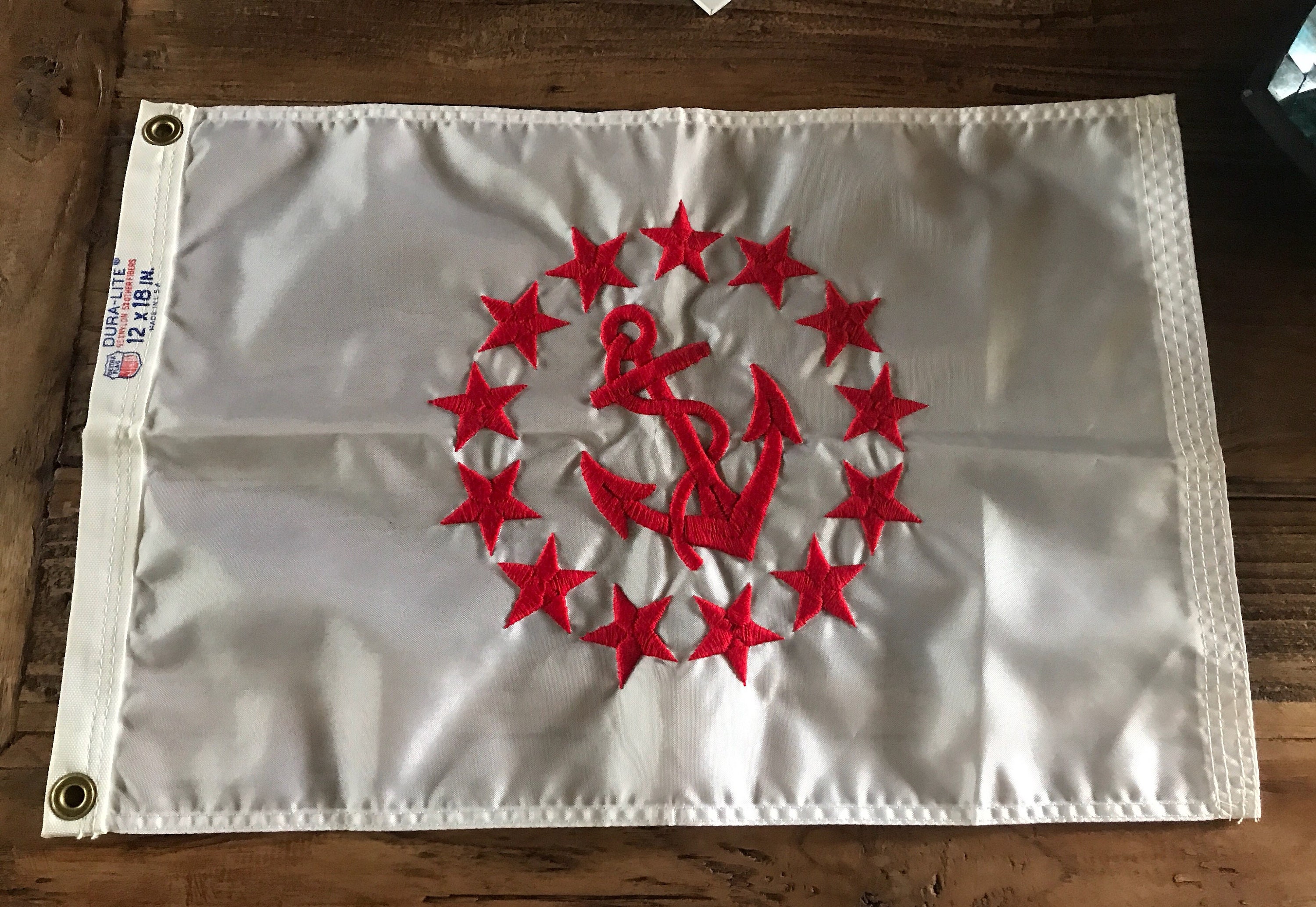 Vintage Nautical Boat Flag Anchor Red Anchor White Man Cave Etsy