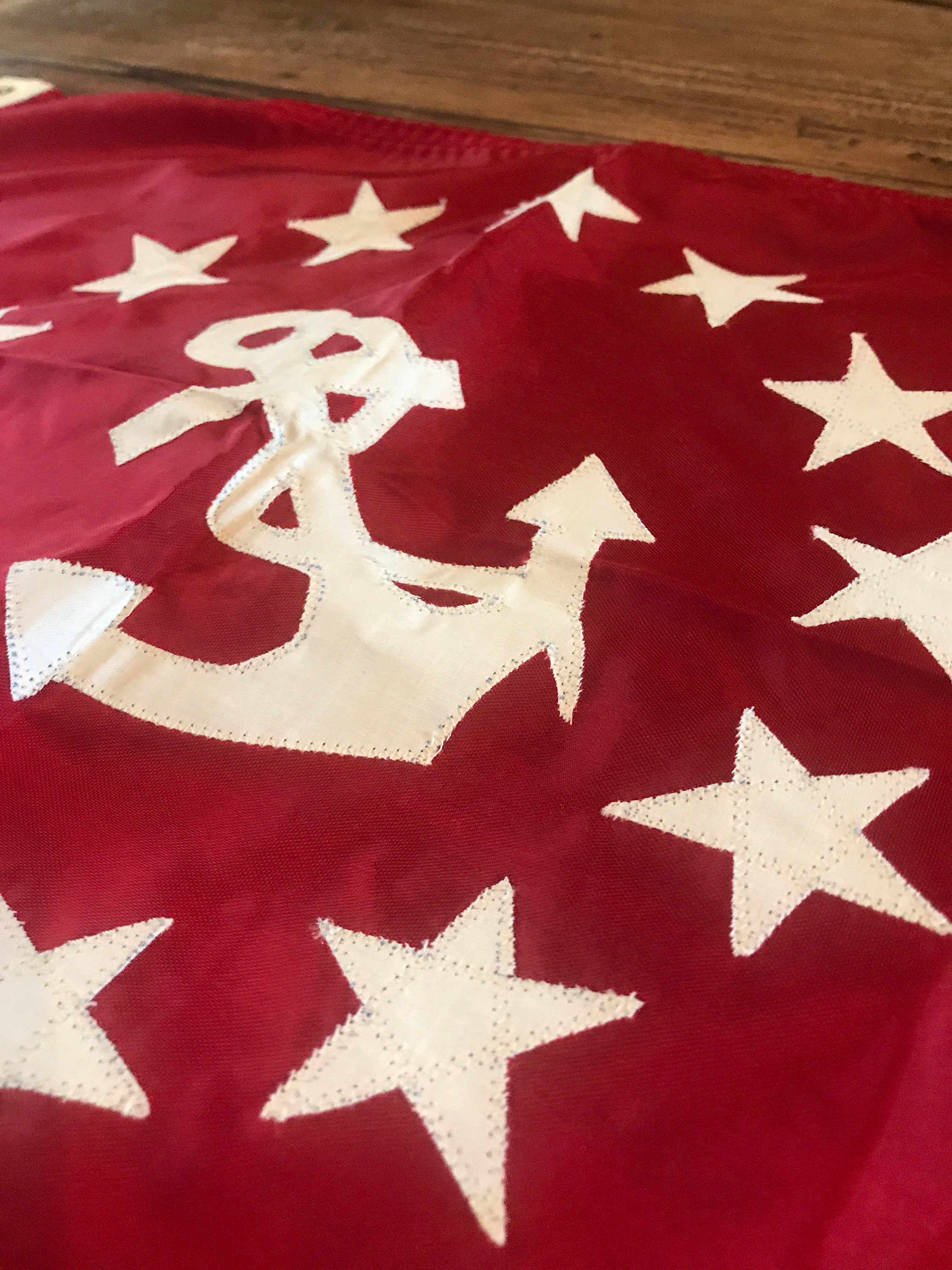 Vintage Nautical Boat Flag Anchor Red White Anchor White Man Etsy