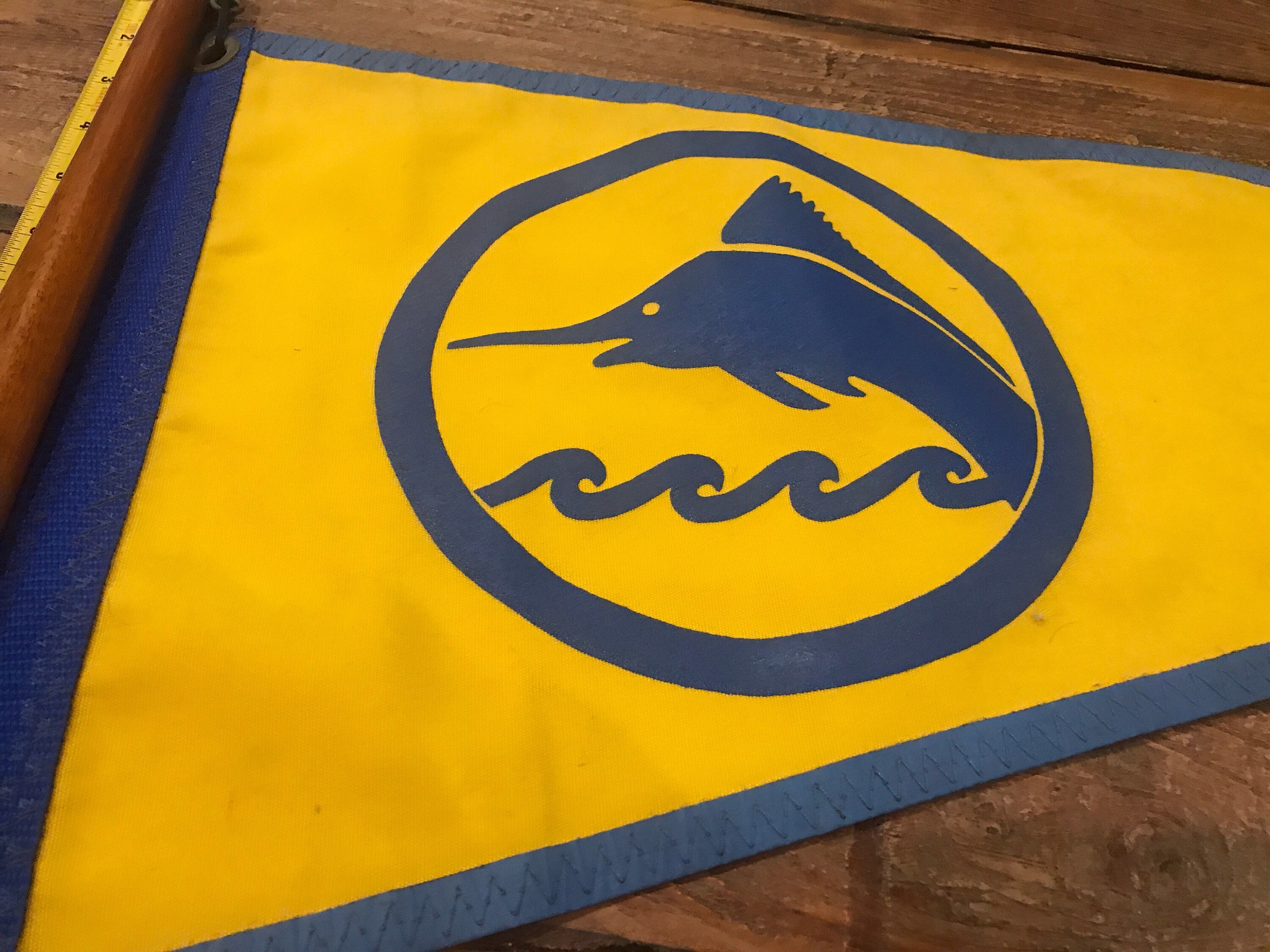 Vintage Boat Flag with Wooden Flag Pole Marina Dock Nautical Etsy