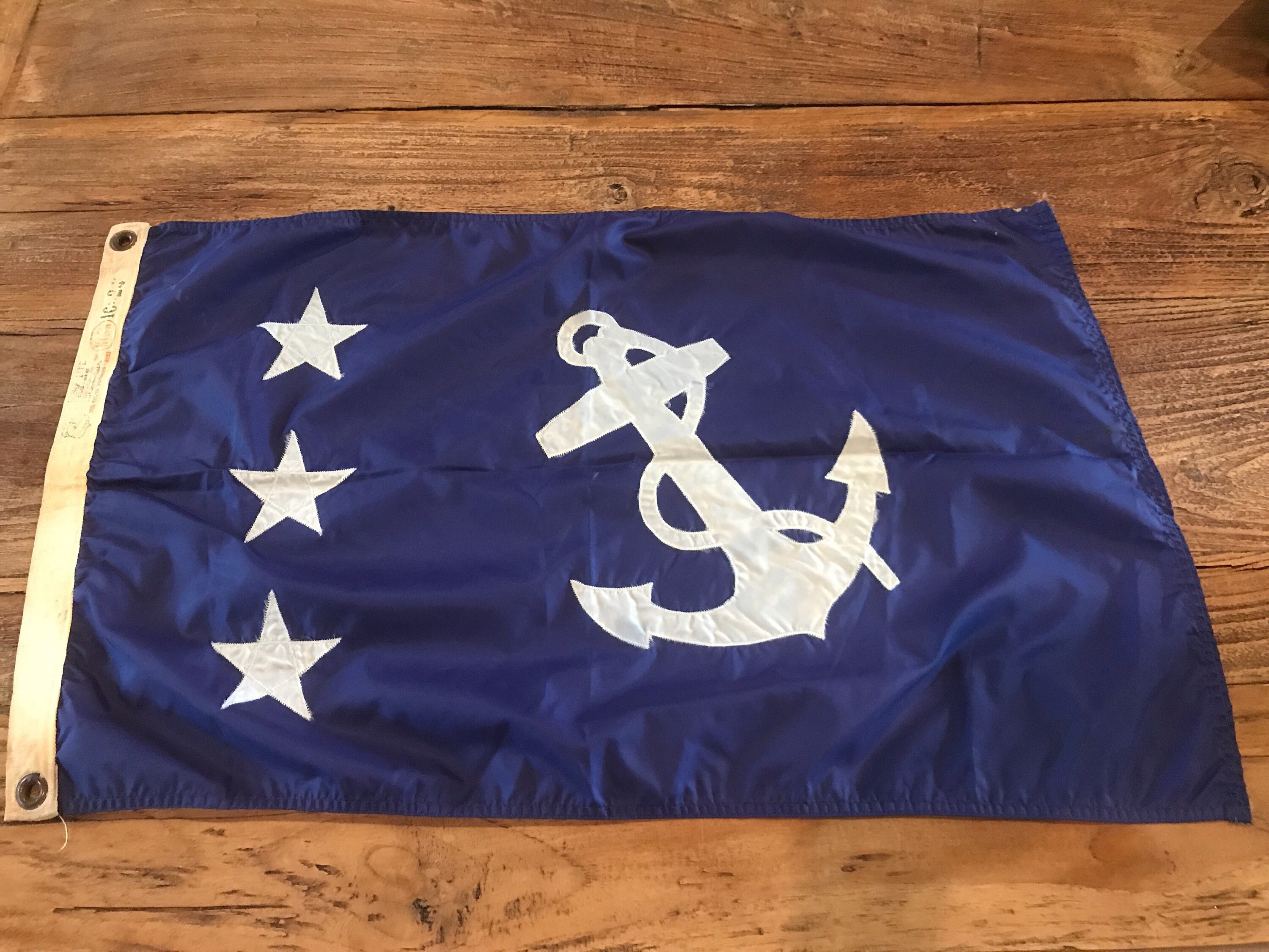 Vintage Nautical Boat Flag Anchor Navy White Anchor White Man Etsy