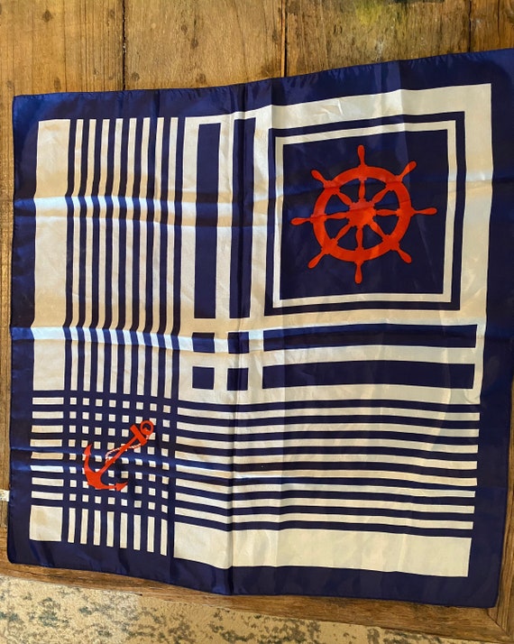 Nautical Scarf with Anchor Ships Wheels Nautical N