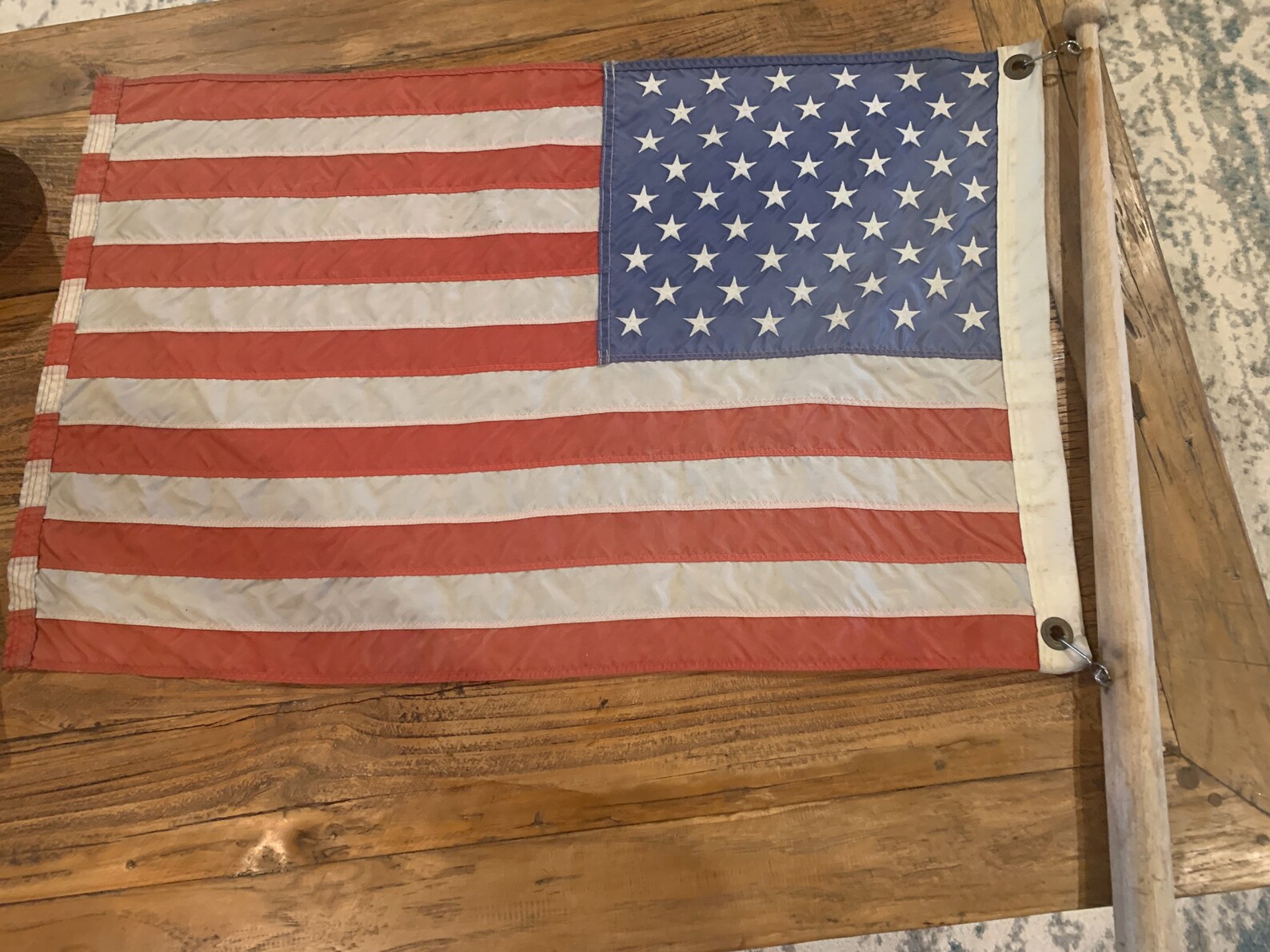 Vintage Nautical Boat Flag Red White Blue Stars Stripes Anchor Etsy