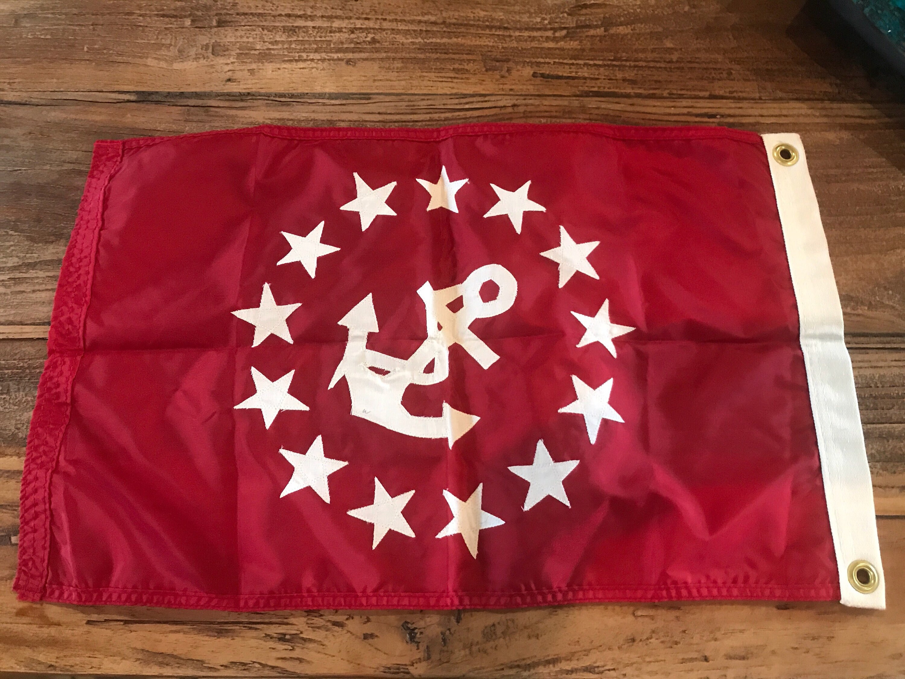 Vintage Nautical Boat Flag Anchor Red White Anchor White Man Etsy