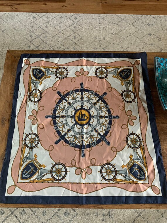 Nautical Scarf with Anchor Ships Wheels Nautical N
