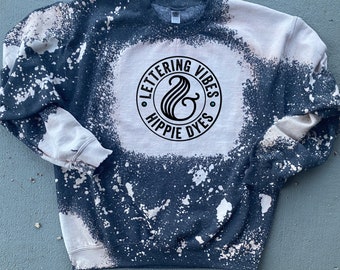 Dark Heather Grey Bleached Sweatshirt Mockup Patches