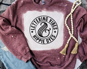 Heather Maroon Bleached Sweatshirt Mockup