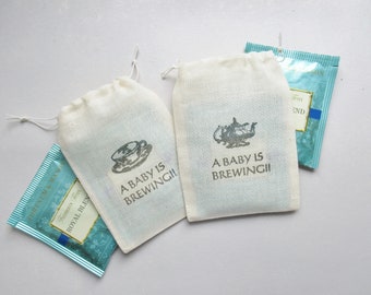 A Baby is Brewing, Baby Shower Favor Bags with Teacup or Teapot Design, diy Tea Gift Favors for New Baby Sprinkle Party