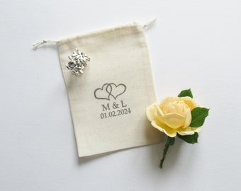 Wedding Ring Bearer Bag, Personalized Wedding Day Ring Pouch, Ring Holder Jewelry Bag, Gift for Her