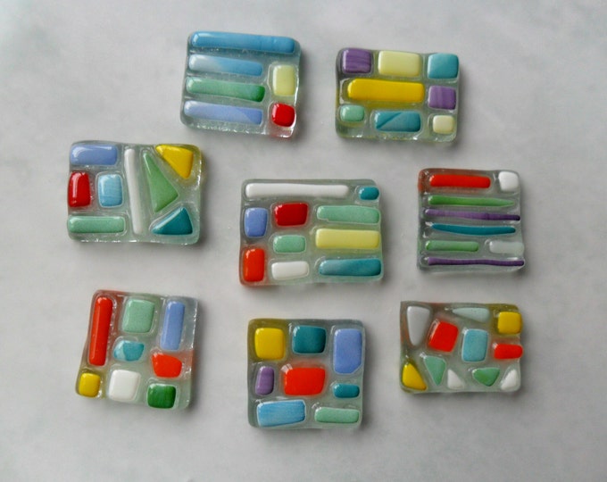 Handmade Fused Glass Tiles Mosaic Art Supplies Handmade Etsy