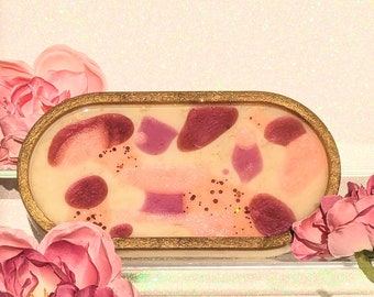 Rose, Burgundy and Cream Opalescent Trinket Tray