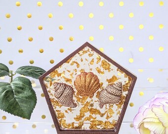 Mauve and Gold Sea Shell Trinket Tray