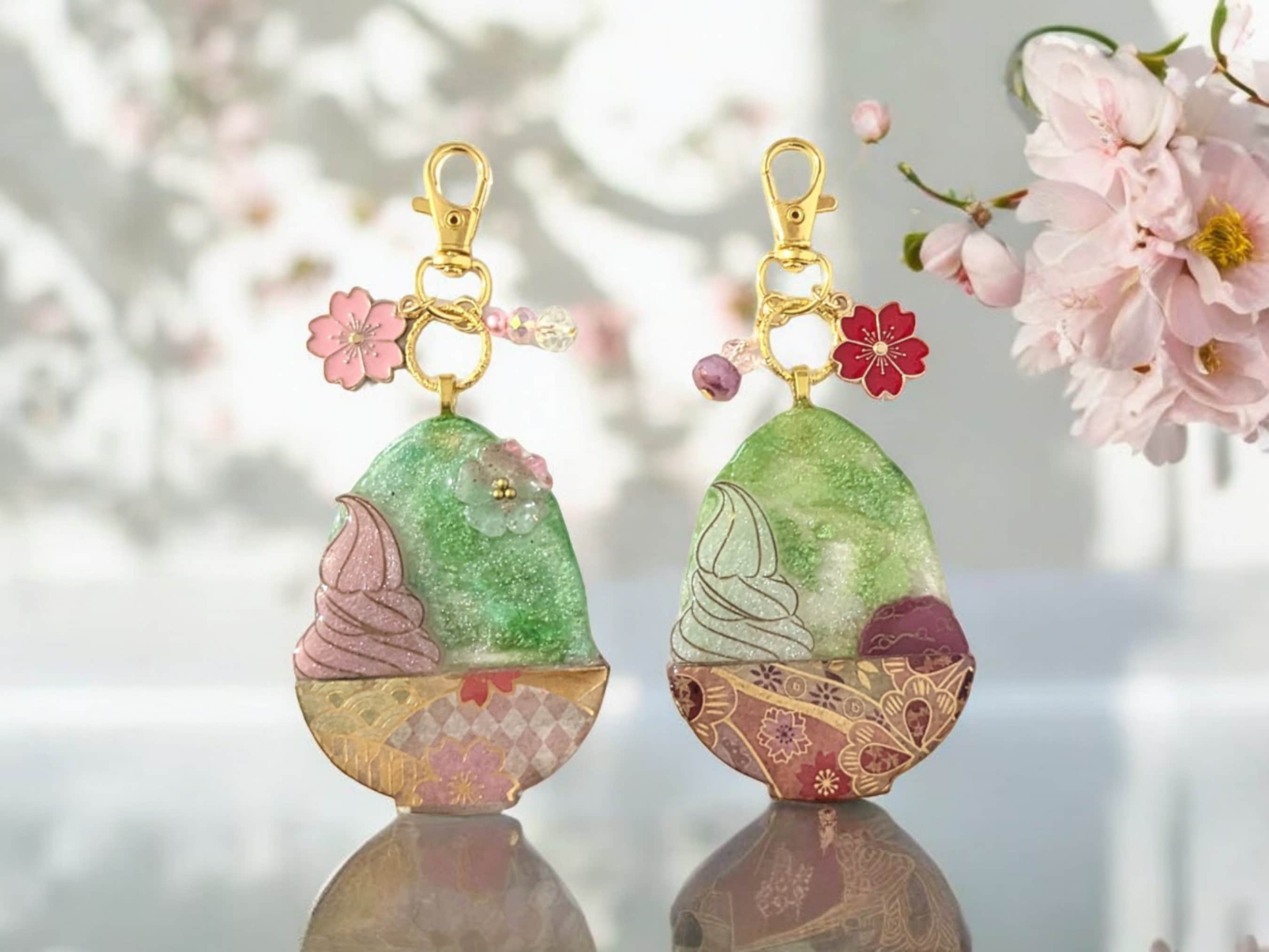 Kakigori Charm Pendant: Japanese Resin Shaved Ice, Cherry Blossom 
