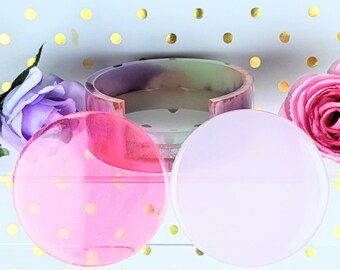 Iridescent Pink, Mint and Lavender Coaster Set (4) with Holder