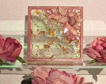 Vide-poches en cristal rose poudré