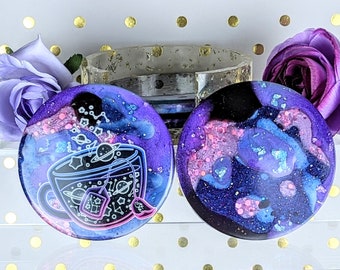 Galaxy Tea Cup Coaster Set (4) with Holder