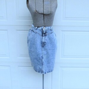 1990s Vintage acid washed denim pencil skirt, acid washed denim, S
