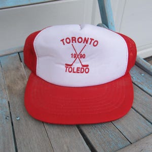 Vintage trucker hat, Toronto Toledo hockey hat, 1990, red trucker hat, snapback hat