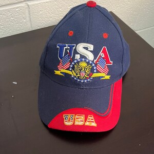 Vintage trucker hat, USA embroidered hat, flag, patriotic hat