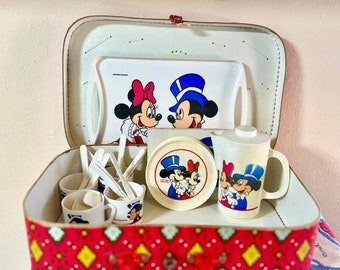 Vintage Disney Mickey Mouse and Minnie play picnic set
