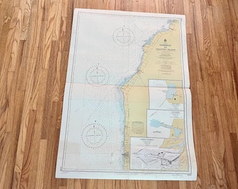 1964 vintage ORIGINAL map of Lake Huron, Goderich to Chantry Island